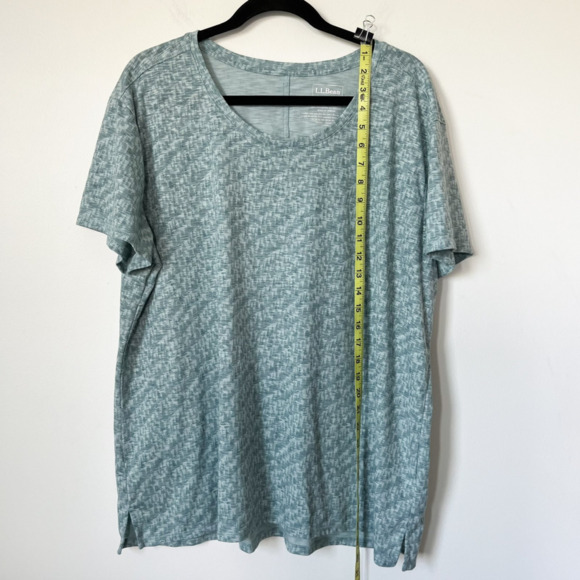 LL Bean Streamside SS Tee Light Green Geometric Womens Plus 2X Stretch Outdoor - Picture 5 of 9